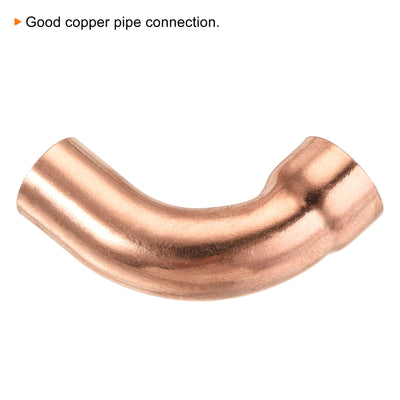 Harfington 90 Degrees Elbow Copper Pipe Fitting Short Turn Brazing Connection 5/8 Inch ID for HVAC Cooling Solar Equipment