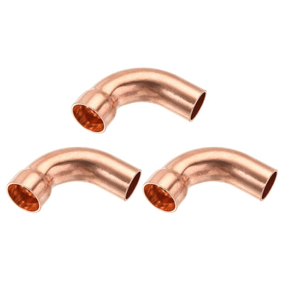Harfington 90 Degrees Elbow Copper Pipe Fitting Short Turn Brazing Connection 5/8 Inch ID for HVAC Cooling Solar Equipment, Pack of 3
