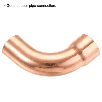 Harfington 90 Degrees Elbow Copper Pipe Fitting Short Turn Brazing Connection 3/4 Inch ID for HVAC Cooling Solar Equipment