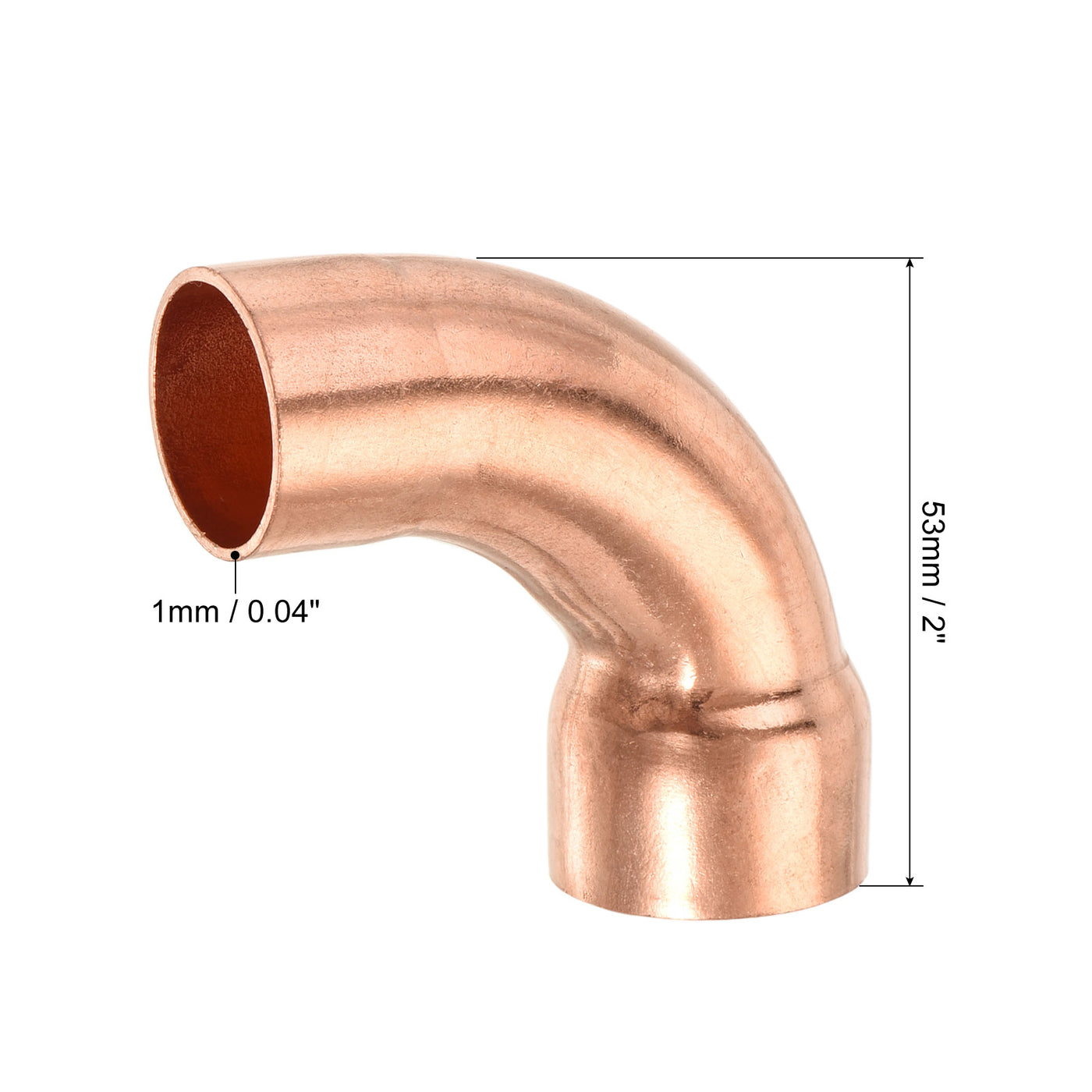 Harfington 90 Degrees Elbow Copper Pipe Fitting Short Turn Brazing Connection 7/8 Inch ID for HVAC Cooling Solar Equipment