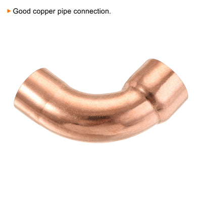 Harfington 90 Degrees Elbow Copper Pipe Fitting Short Turn Brazing Connection 0.86 Inch ID for HVAC Cooling Solar Equipment, Pack of 3