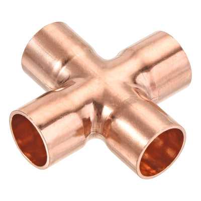 Harfington 15mm x 1mm, 4 Ways Copper End Feed Equal Cross Pipe Fitting