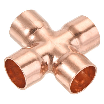 Harfington 4 Ways Copper End Feed Equal Cross Pipe Fitting for HVAC 16mm x 1mm