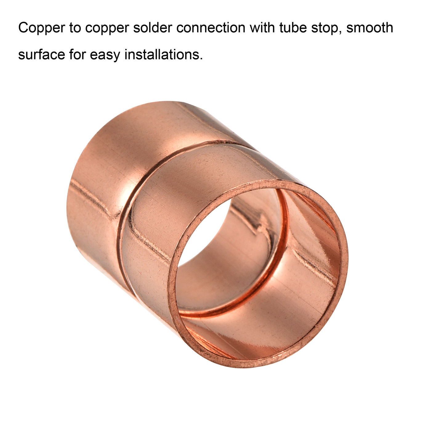 Harfington Copper Pipe Coupling 15mm Straight Connecting Adapter Joint for Plumbing 3Pcs