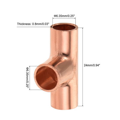 Harfington Copper Pipe Coupling Tee Connecting Adapter for Plumbing