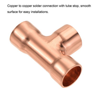Harfington Copper Pipe, Coupling Tee Connecting Adapter for Plumbing