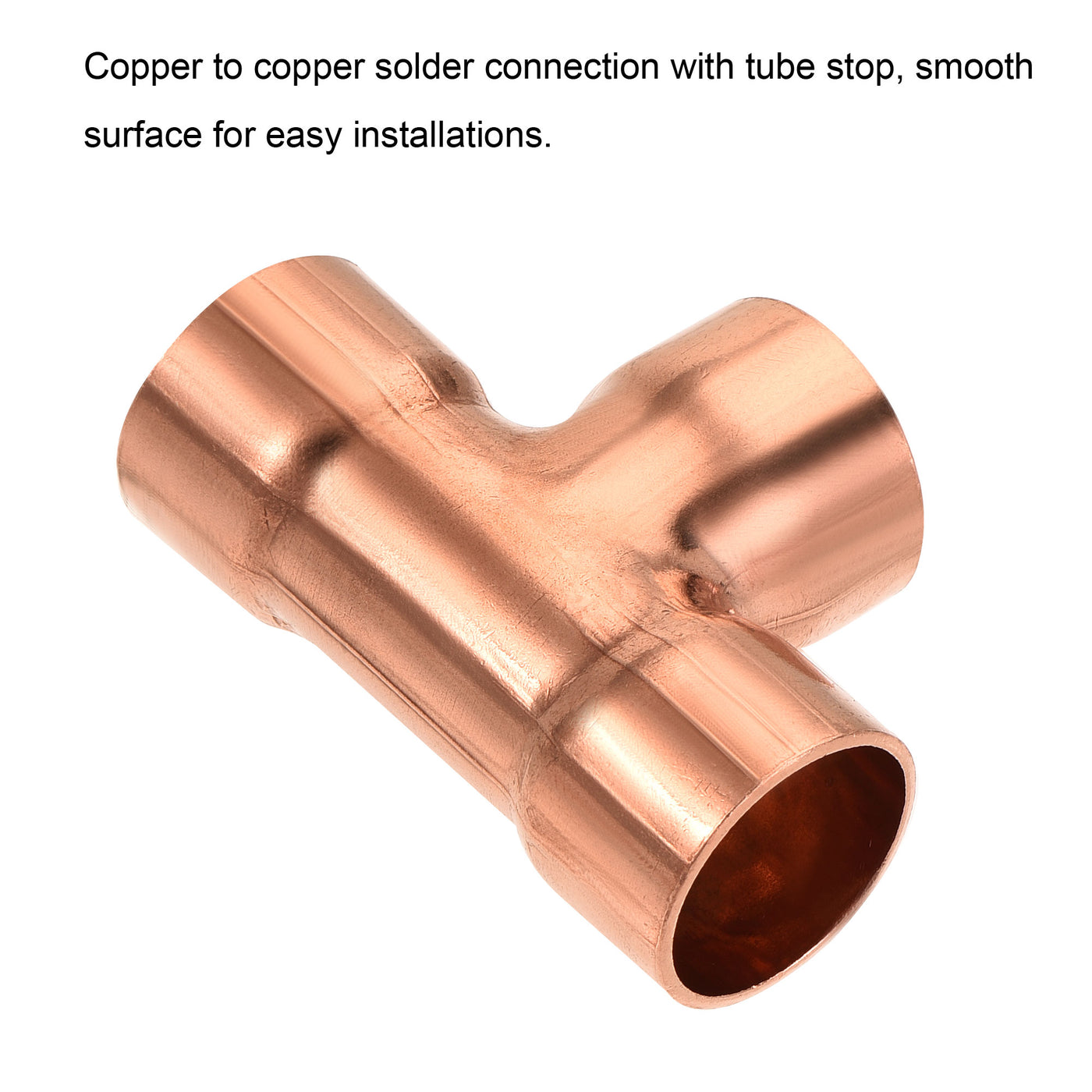 Harfington Copper Pipe Coupling Tee Connecting Adapter for Plumbing