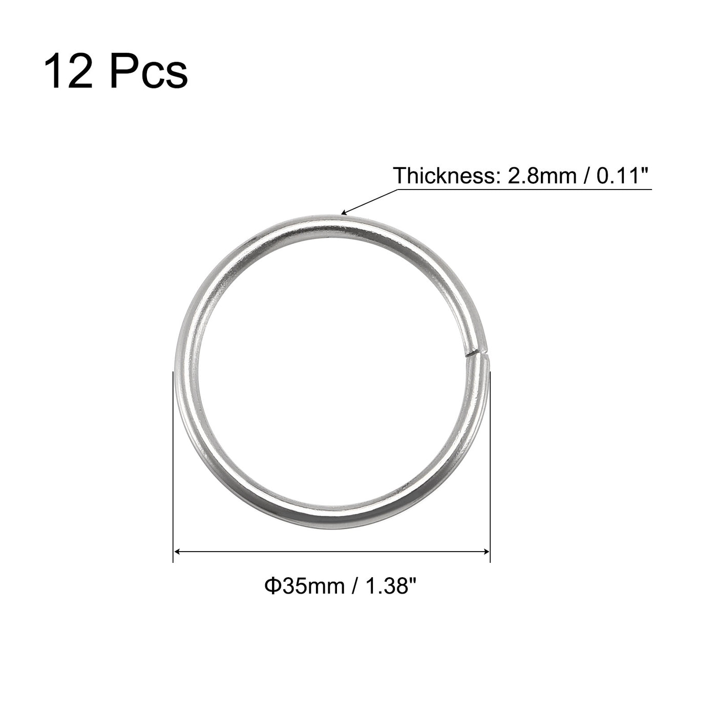 uxcell Uxcell 35mm(1.38") OD Metal O Ring Non-Welded Craft Hoops for DIY Silver Tone 12pcs