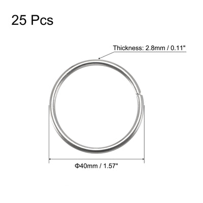 Harfington Uxcell 40mm(1.57") OD Metal O Ring Non-Welded Craft Hoops for DIY Silver Tone 25pcs