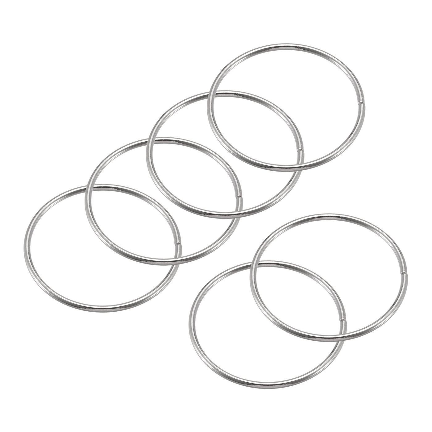 uxcell Uxcell 60mm(2.36") OD Metal O Ring Non-Welded Craft Hoops for DIY Silver Tone 10pcs