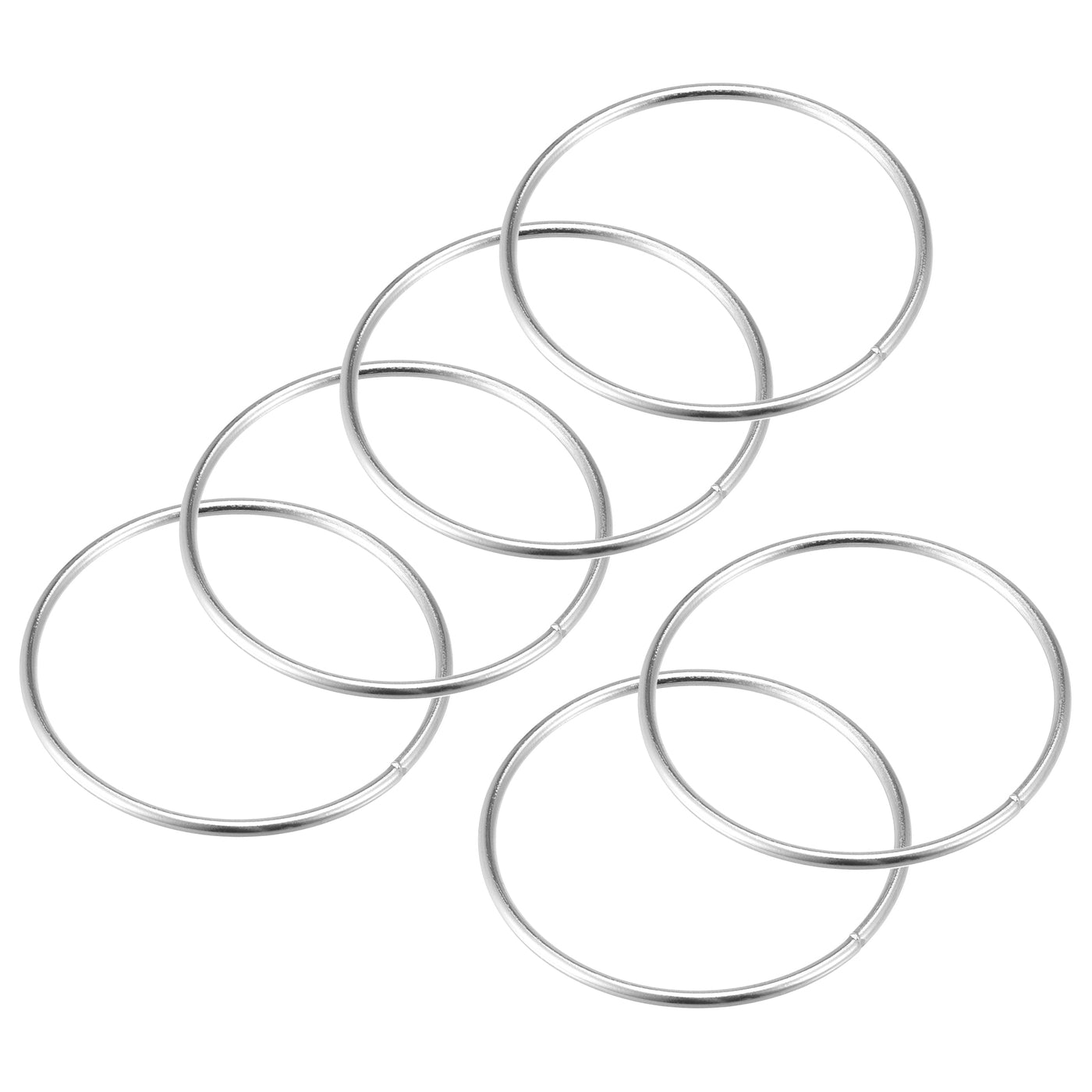 uxcell Uxcell 65mm(2.56") OD Metal O Ring Non-Welded Craft Hoops for DIY Silver Tone 10pcs