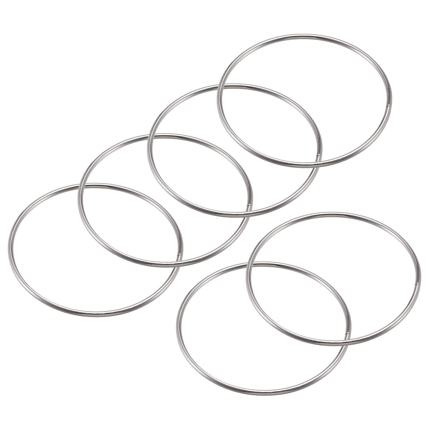 uxcell Uxcell 80mm(3.15") OD Metal O Ring Non-Welded Craft Hoops for DIY Silver Tone 6pcs