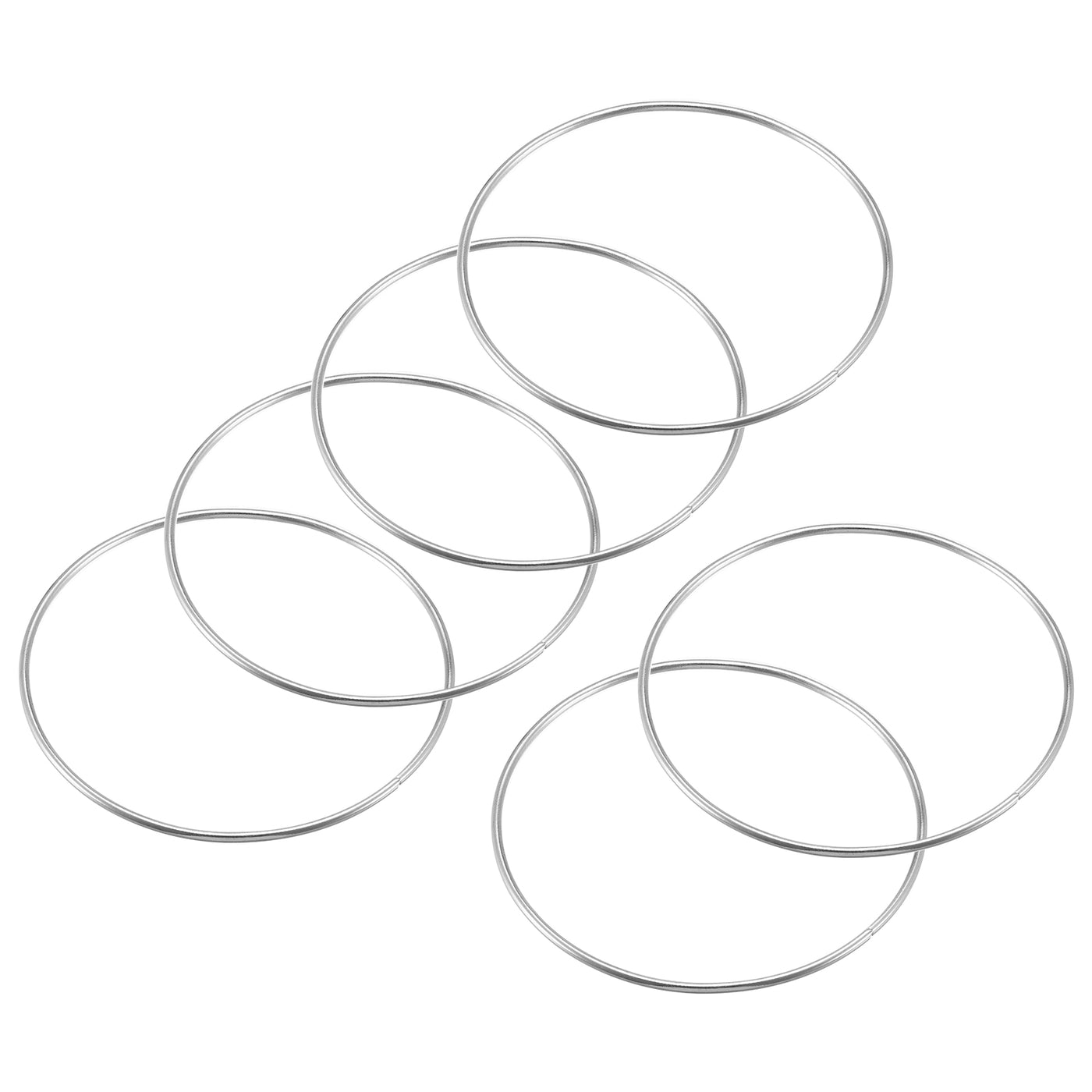 uxcell Uxcell 110mm(4.33") OD Metal O Ring Non-Welded Craft Hoops for DIY Silver Tone 6pcs