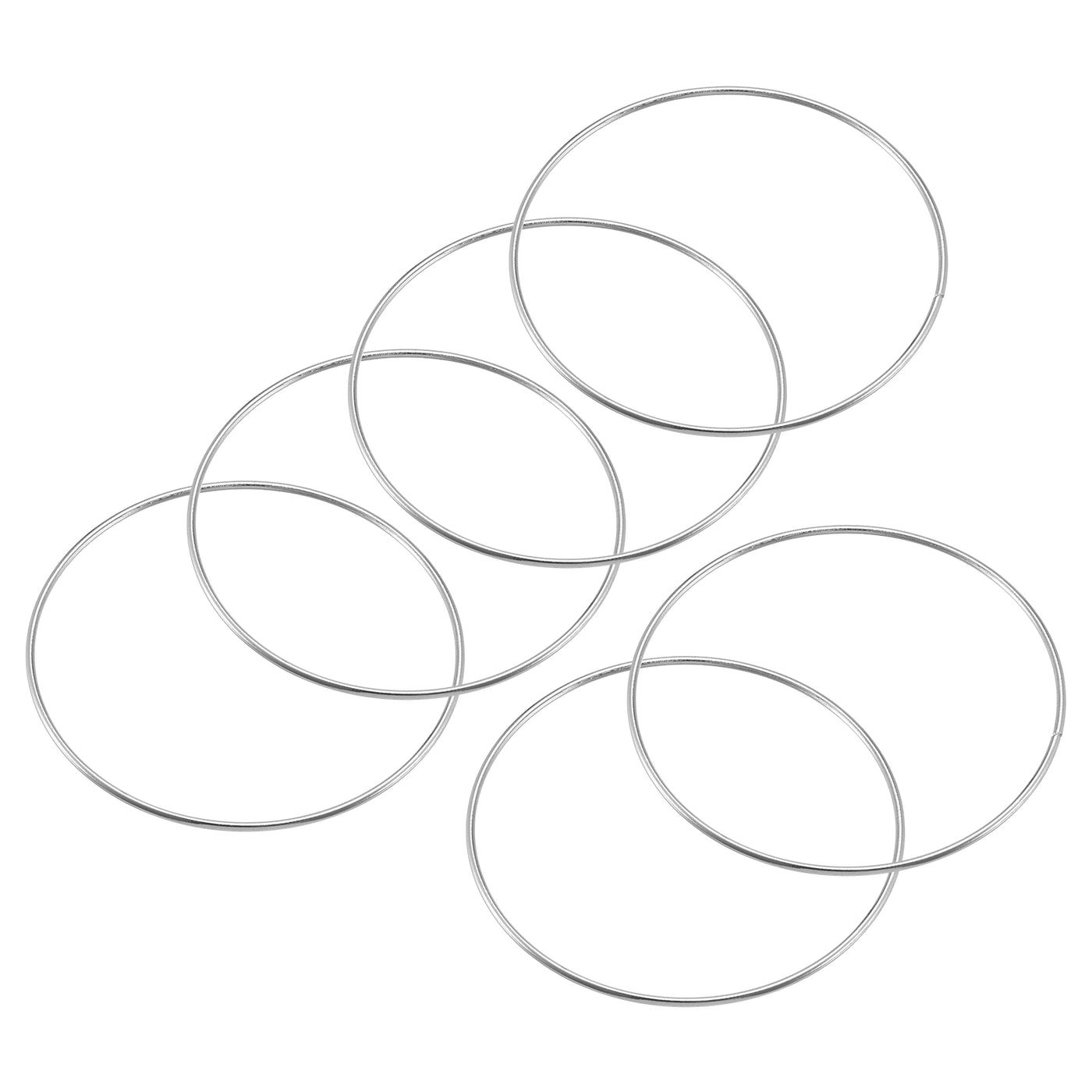 uxcell Uxcell 120mm(4.72") OD Metal O Ring Non-Welded Craft Hoops for DIY Silver Tone 6pcs