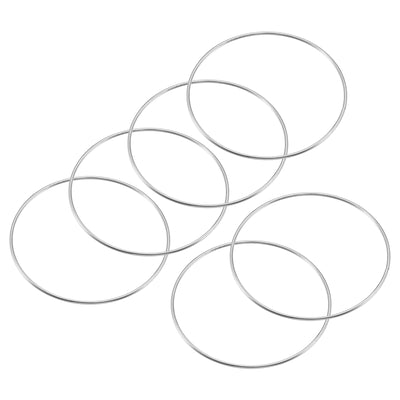 Harfington Uxcell 120mm(4.72") OD Metal O Ring Non-Welded Craft Hoops for DIY Silver Tone 6pcs