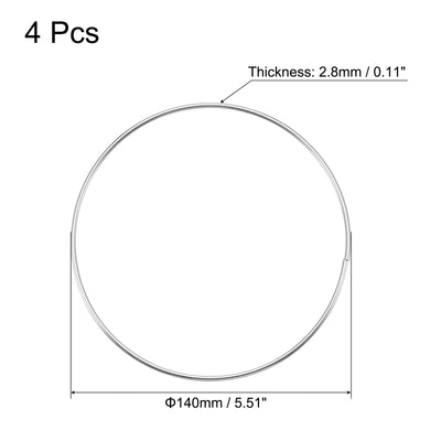 Harfington Uxcell 140mm(5.51") OD Metal O Ring Non-Welded Craft Hoops for DIY Silver Tone 4pcs
