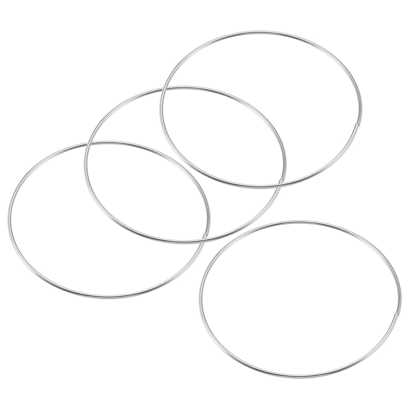 uxcell Uxcell 140mm(5.51") OD Metal O Ring Non-Welded Craft Hoops for DIY Silver Tone 4pcs