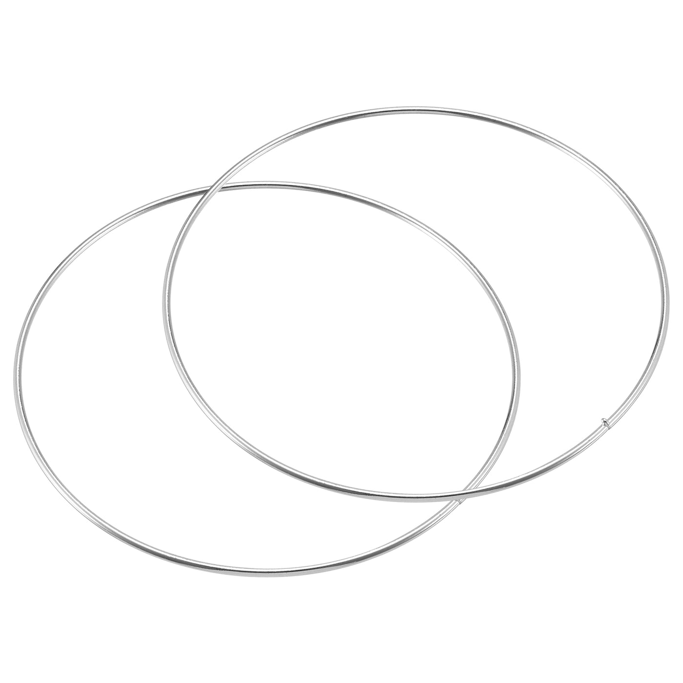 uxcell Uxcell 150mm(5.91") OD Metal O Ring Non-Welded Craft Hoops for DIY Silver Tone 2pcs
