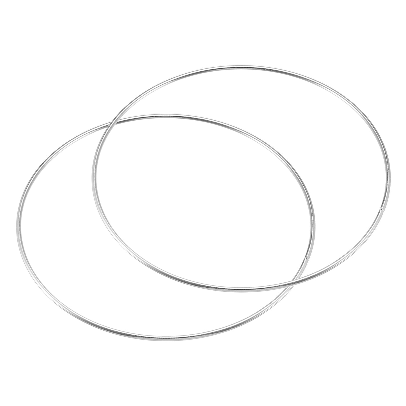 uxcell Uxcell 160mm(6.3") OD Metal O Ring Non-Welded Craft Hoops for DIY Silver Tone 2pcs