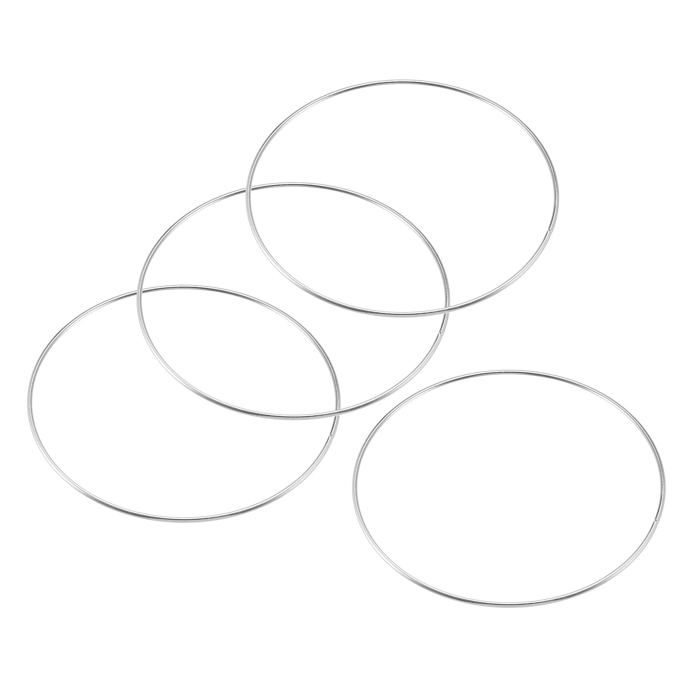 uxcell Uxcell 160mm(6.3") OD Metal O Ring Non-Welded Craft Hoops for DIY Silver Tone 4pcs