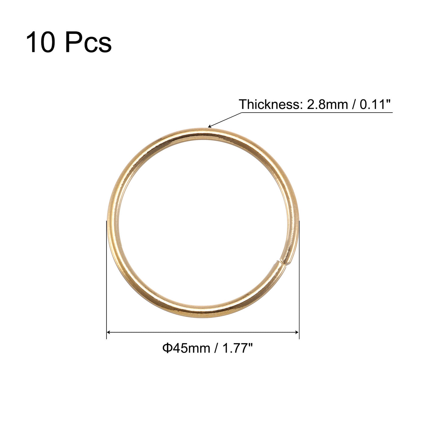 uxcell Uxcell 45mm(1.77") OD Metal O Ring Non-Welded Craft Hoops for DIY Gold Tone 10pcs