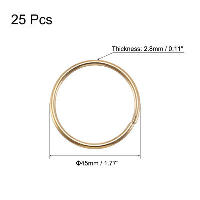 Harfington Uxcell 45mm(1.77") OD Metal O Ring Non-Welded Craft Hoops for DIY Gold Tone 25pcs