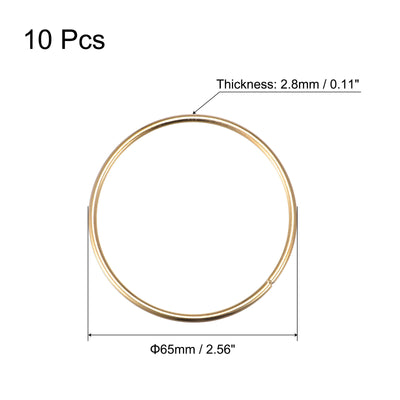 Harfington Uxcell 65mm(2.56") OD Metal O Ring Non-Welded Craft Hoops for DIY Gold Tone 10pcs