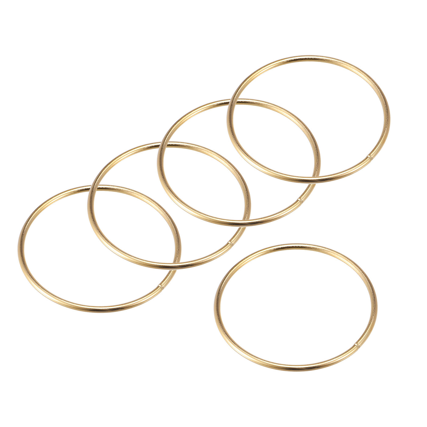 uxcell Uxcell 65mm(2.56") OD Metal O Ring Non-Welded Craft Hoops for DIY Gold Tone 5pcs