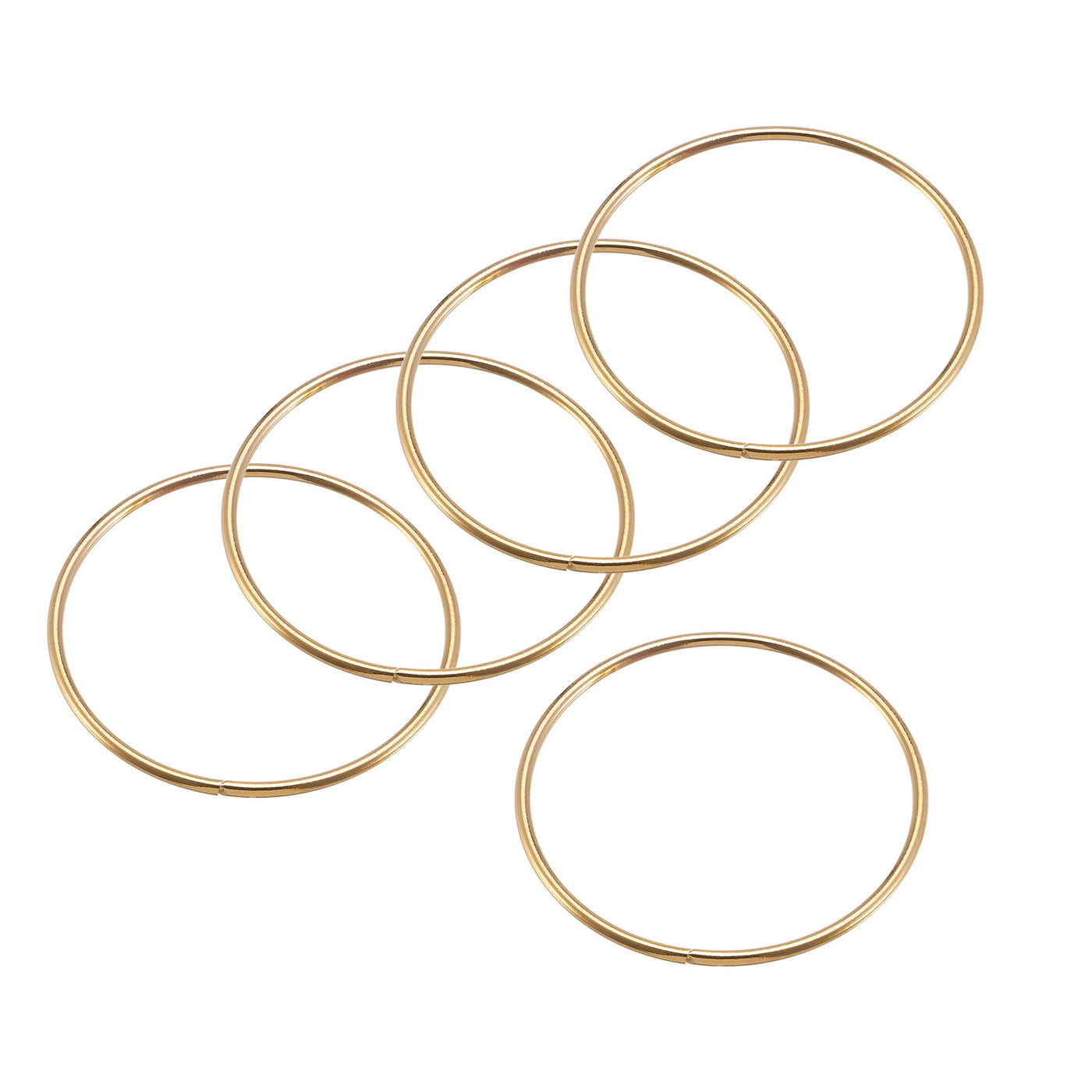 uxcell Uxcell 70mm(2.76") OD Metal O Ring Non-Welded Craft Hoops for DIY Gold Tone 5pcs