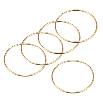 Harfington Uxcell 75mm(2.95") OD Metal O Ring Non-Welded Craft Hoops for DIY Gold Tone 5pcs