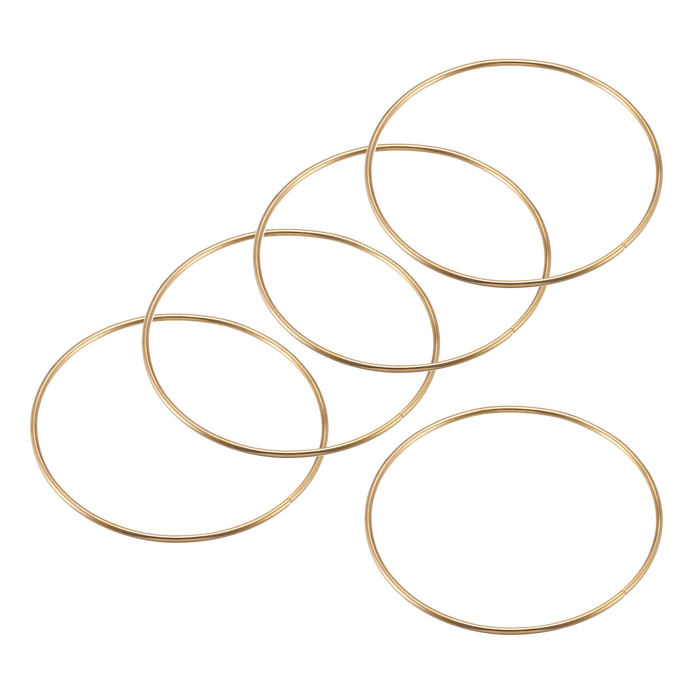 uxcell Uxcell 110mm(4.33") OD Metal O Ring Non-Welded Craft Hoops for DIY Gold Tone 5pcs