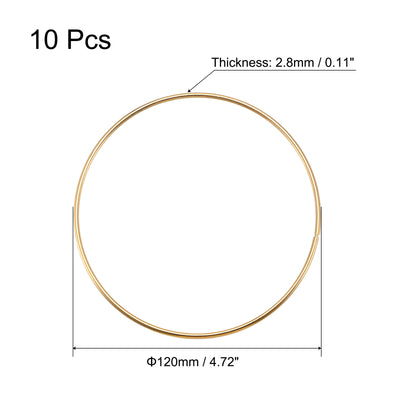 Harfington Uxcell 120mm(4.72") OD Metal O Ring Non-Welded Craft Hoops for DIY Gold Tone 10pcs