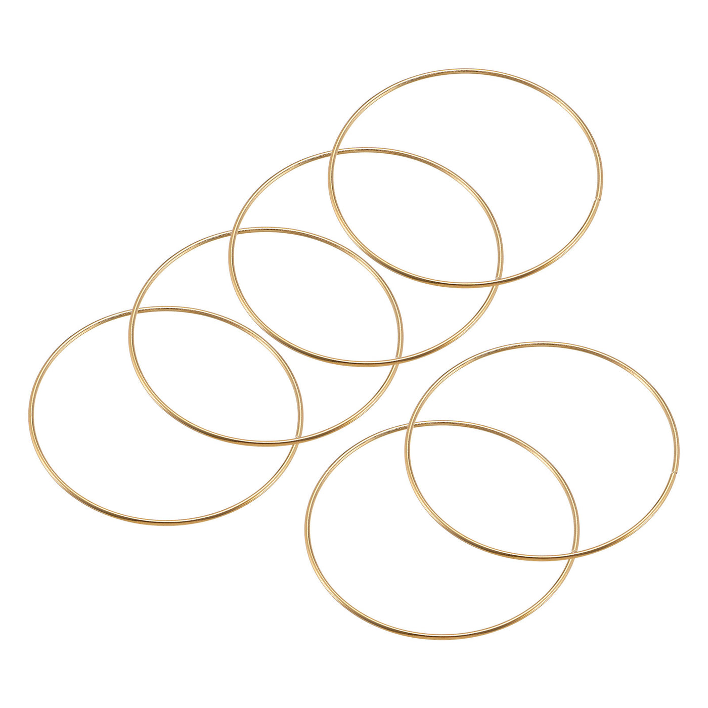 uxcell Uxcell 120mm(4.72") OD Metal O Ring Non-Welded Craft Hoops for DIY Gold Tone 10pcs