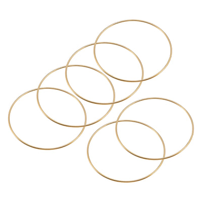 Harfington Uxcell 120mm(4.72") OD Metal O Ring Non-Welded Craft Hoops for DIY Gold Tone 10pcs