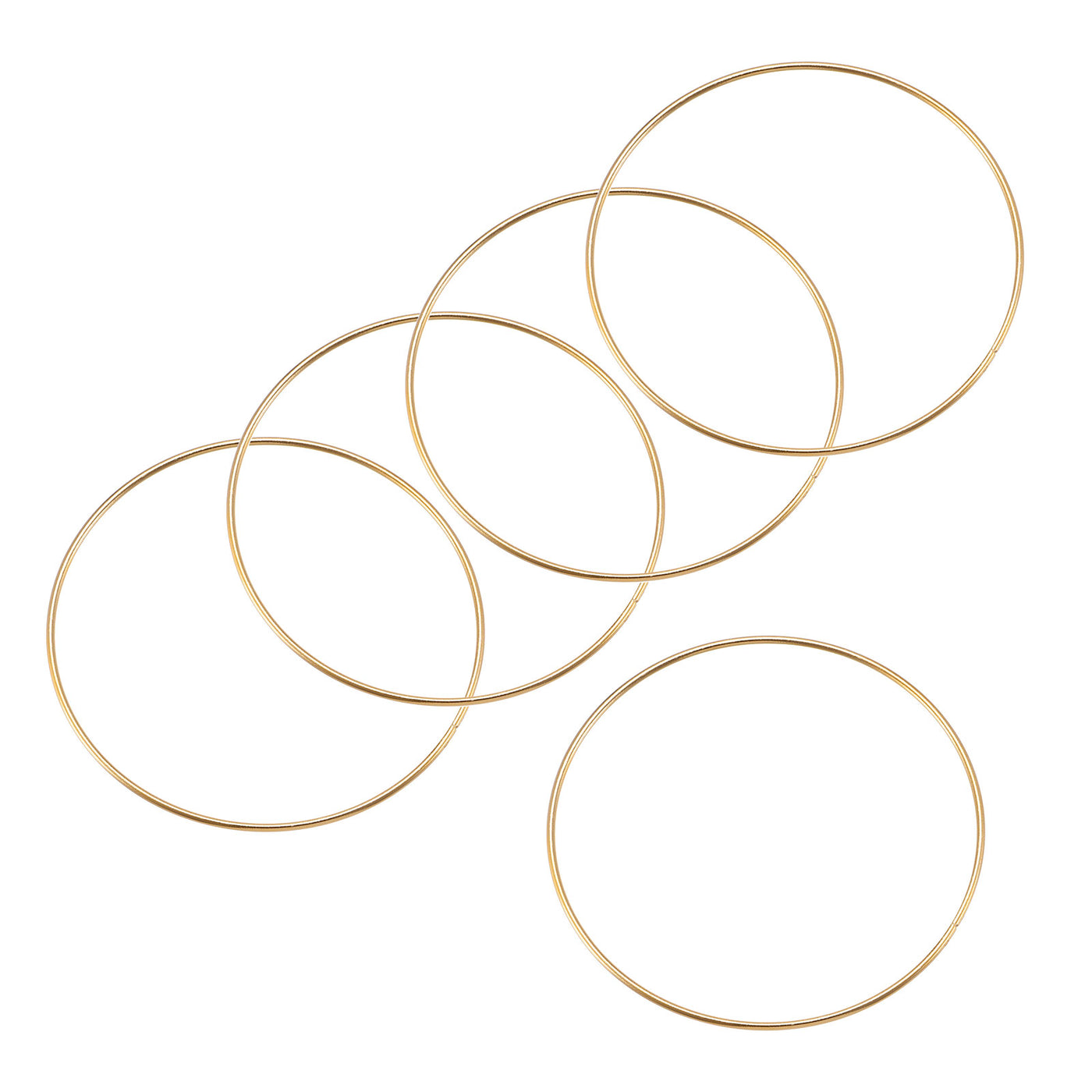 uxcell Uxcell 130mm(5.12") OD Metal O Ring Non-Welded Craft Hoops for DIY Gold Tone 5pcs