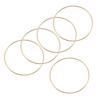 Harfington Uxcell 130mm(5.12") OD Metal O Ring Non-Welded Craft Hoops for DIY Gold Tone 5pcs