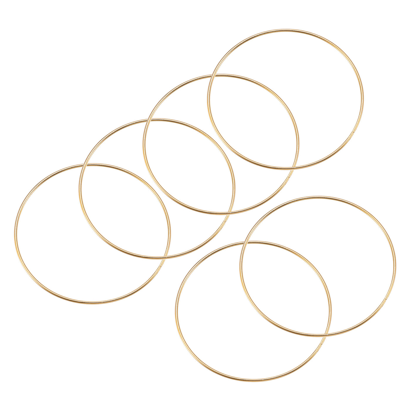 uxcell Uxcell 130mm(5.12") OD Metal O Ring Non-Welded Craft Hoops for DIY Gold Tone 8pcs