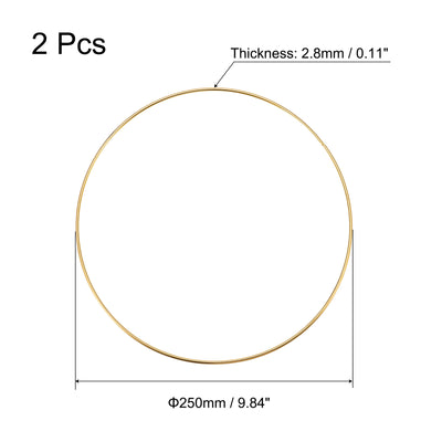 Harfington Uxcell 250mm(9.84") OD Metal O Ring Non-Welded Craft Hoops for DIY Gold Tone 2pcs