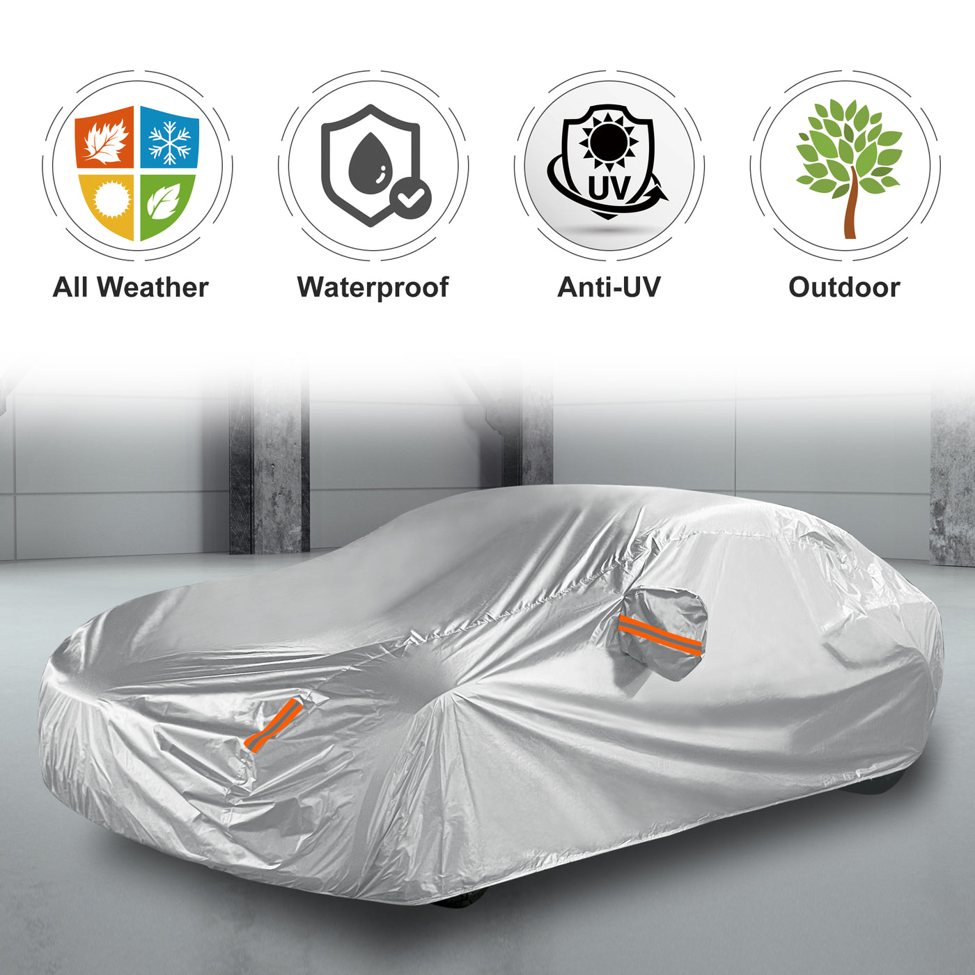 X AUTOHAUX Car Cover Full Car Custom Fit for Tesla 3 Model 3 2017-2023 Waterproof Dustproof Windproof Snow Sun Heat Protection Outdoor All Weather Accessories 190T