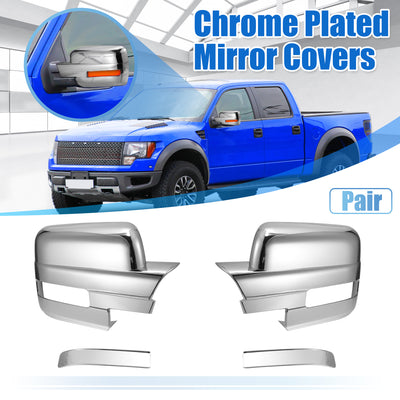 Harfington Pair Chrome Plated Full Mirror Cover Covers Cap for Ford F150 2009-2014 with Turn Signal Cut (DO NOT FIT TOWING MIRROR)