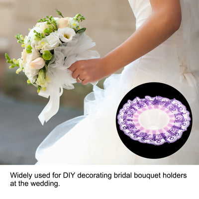 Harfington Lace Bouquet Collar, Lace Collar DIY Decoration Bridal Bouquet Holder for Flower Shop Wedding Supplies, Purple 4Pcs