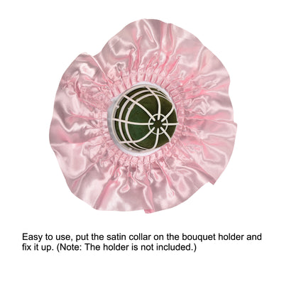 Harfington Bouquet Collar Satin DIY Decoration Bridal Bouquet Holder for Flower Shop Wedding Supplies, Pink Pack of 4