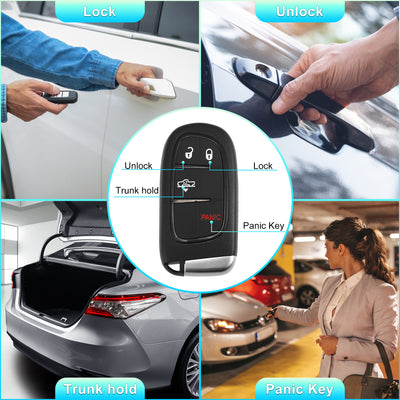 Harfington GQ4-54T Replacement Smart Proximit Keyless Entry Remote Key Fob Alarm for Dodge for Ram 1500 2500 3500 Air Suspension Truck 2013-2018 4 Buttons 433MHz 46 Chip 1470A-35T 68159656