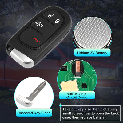 Harfington GQ4-54T Replacement Smart Proximit Keyless Entry Remote Key Fob Alarm for Dodge for Ram 1500 2500 3500 Air Suspension Truck 2013-2018 4 Buttons 433MHz 46 Chip 1470A-35T 68159656