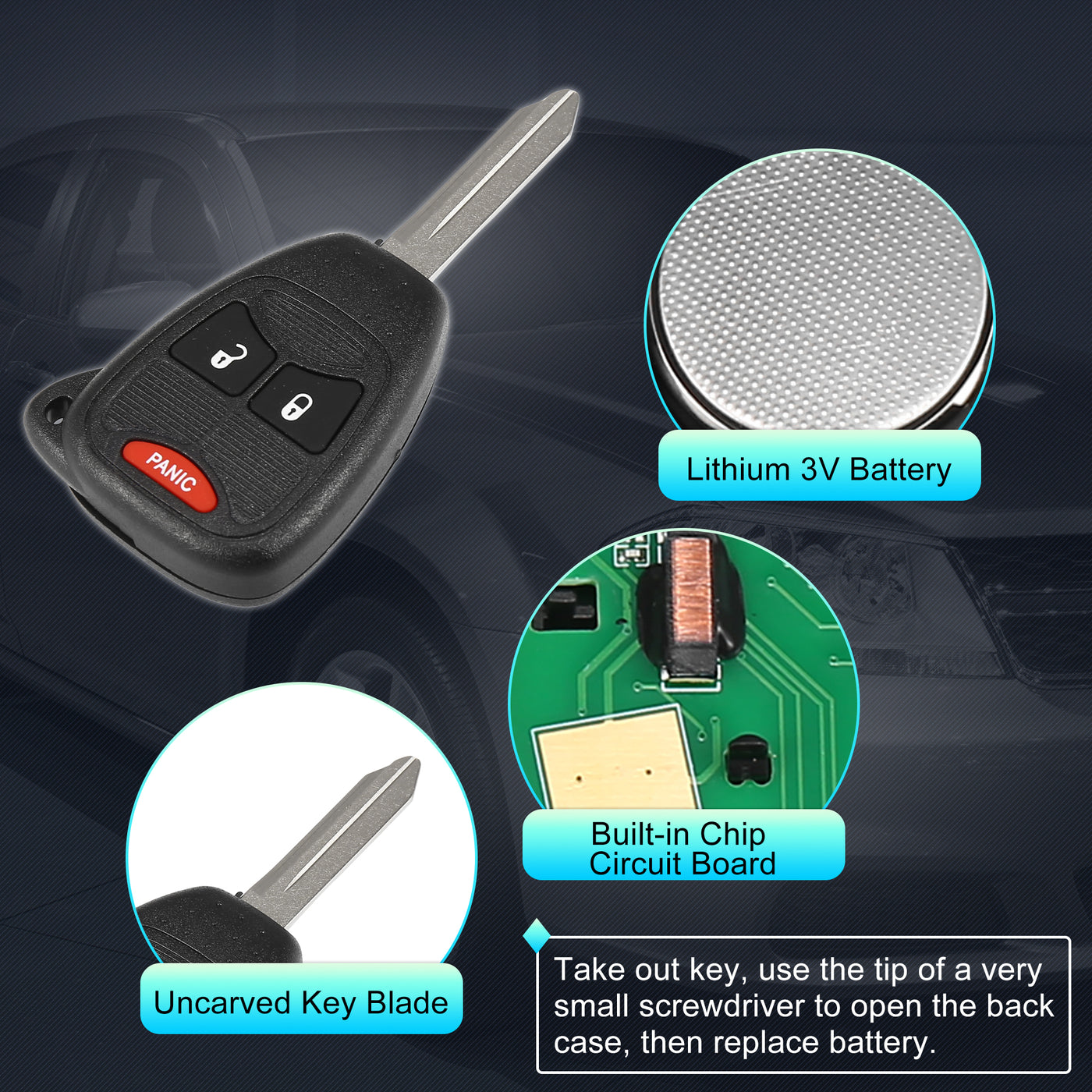 X AUTOHAUX OHT692427AA 315MHz Replacement Keyless Entry Remote Car Key Fob for Dodge Avenger Charger Caliber Durango for Ram for Jeep Commander 3 Button with Door Key