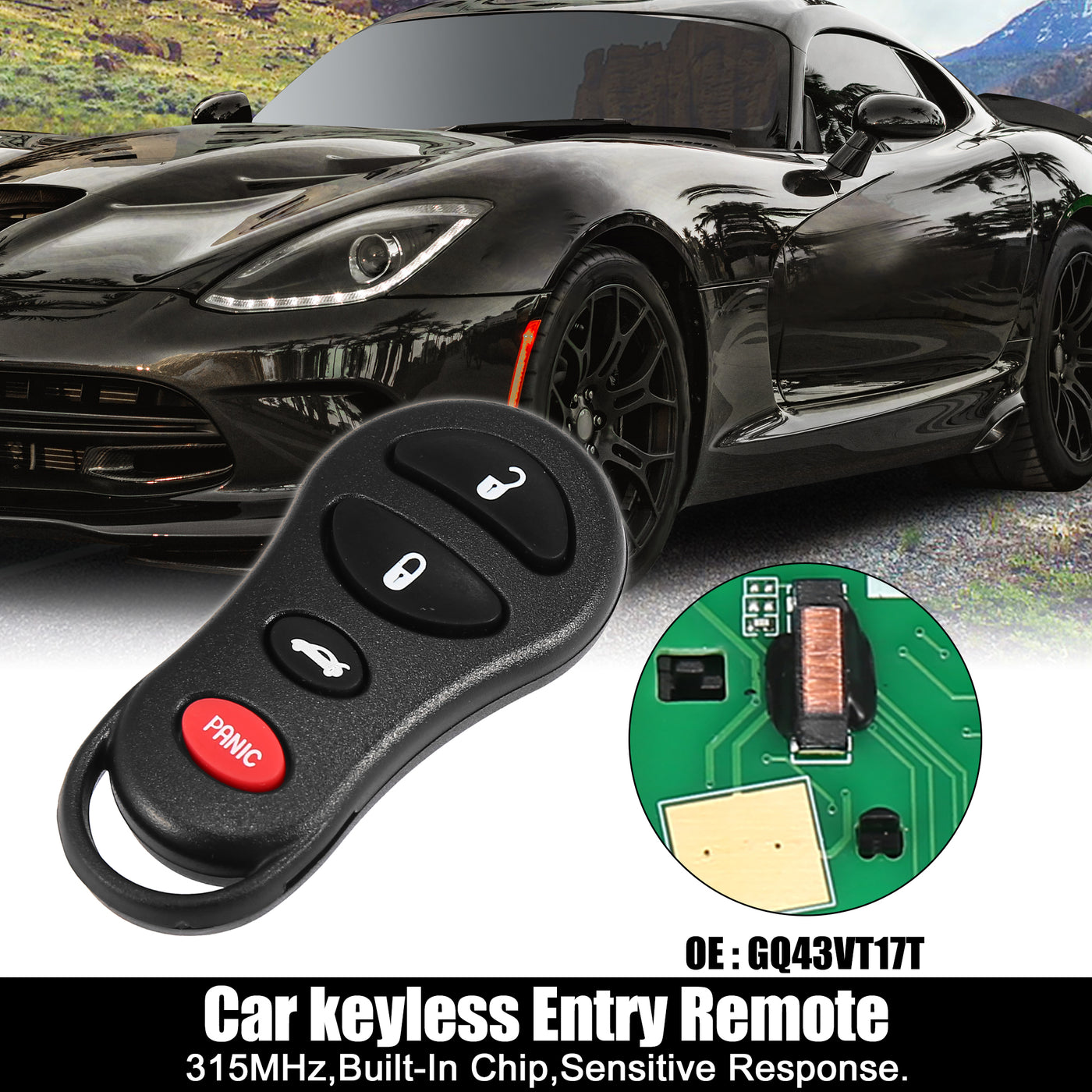 X AUTOHAUX GQ43VT17T 315MHz Replacement Keyless Entry Remote Car Key Fob for Jeep Liberty 02-04 for Dodge Stratus 01-06 for Dodge Intrepid 2001-2005 for Chrysler Concorde 2001--2004 4 Button