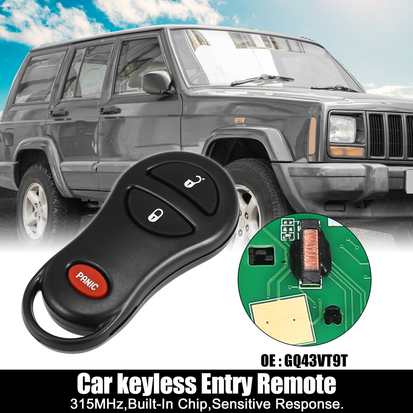 X AUTOHAUX GQ43VT9T 315MHz Replacement Keyless Entry Remote Car Key Fob for Dodge for Ram 1500 2500 3500 1999-2002 for Durango Dakota 1999-2000 3 Buttons 56045497