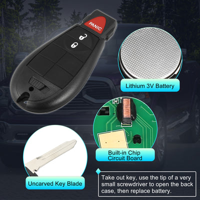 Harfington Replacement Keyless Entry Remote Car Key Fob GQ4-53T 433Mhz for Dodge for Ram 1500 2500 3500 2013-2018 3 Buttons with Door Key 56046953