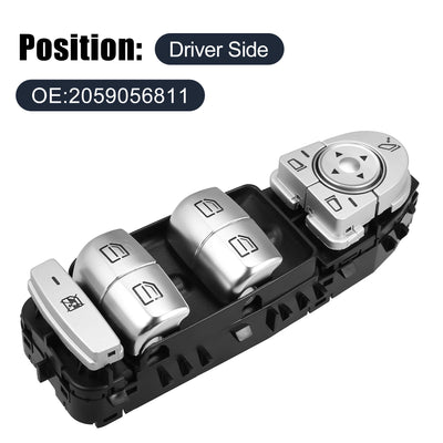 Harfington 2059056811 Car Master Power Window Switch Driver Side for Mercedes-Benz GLC300 C350e C63 AMG 2016-2018 Black