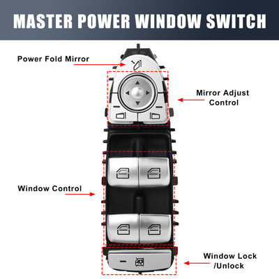 Harfington 2059056811 Car Master Power Window Switch Driver Side for Mercedes-Benz GLC300 C350e C63 AMG 2016-2018 Black